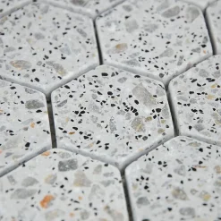 Casa Linéa MOSAIQUE HEXAGONE TERRAZZO LIGHT GREY 1 PLAQUE 30,5 x 30,5 CM CASA LINEA- Mosaïque Pour Wc
