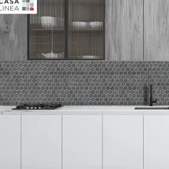 Casa Linéa MOSAIQUE HEXAGONE TERRAZZO BLACK 1 PLAQUE 30,5 x 30,5 CM CASA LINEA- Mosaïque Pour Salle De Bains