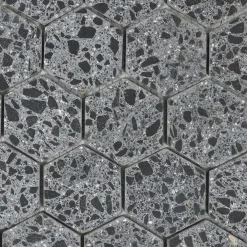 Casa Linéa MOSAIQUE HEXAGONE TERRAZZO BLACK 1 PLAQUE 30,5 x 30,5 CM CASA LINEA- Mosaïque Pour Salle De Bains