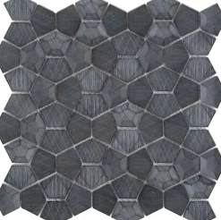 Carrelage Signature Mosaique Palladiane Aluminium 3D Noir - vendu par plaque de 27.9X27.9 cm -- Mosaïque Pour Salle De Bains|Mosaïque