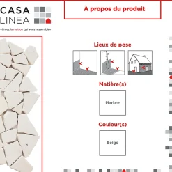 Casa Linéa MOSAIQUE PALLADIEN CREME 1 PLAQUE 30 x 30 CM CASA LINEA- Mosaïque Pour Douche|Mosaïque Pour Wc