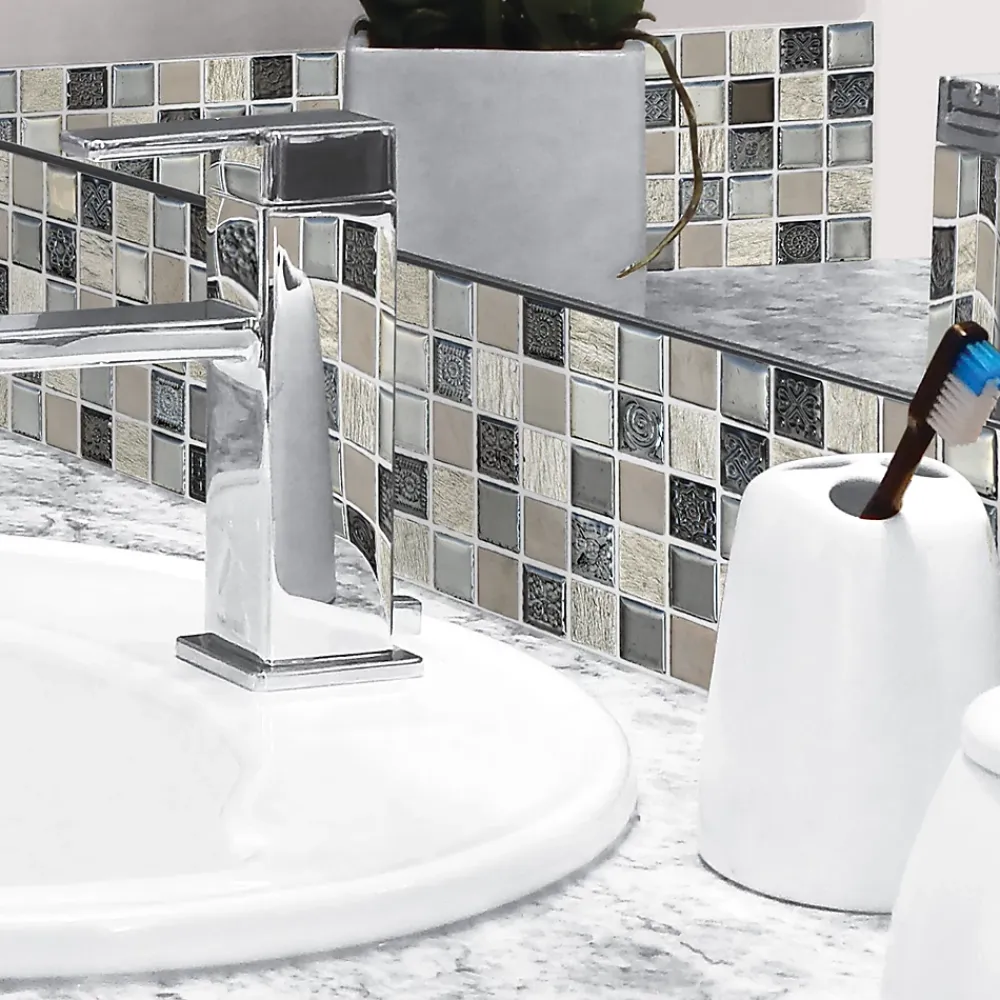 Casa Linéa MOSAIQUE SMOKY GREY 1 PLAQUE 30 x 30 CM CASA LINEA- Mosaïque Pour Salle De Bains|Mosaïque