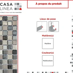 Casa Linéa MOSAIQUE SMOKY GREY 1 PLAQUE 30 x 30 CM CASA LINEA- Mosaïque Pour Salle De Bains|Mosaïque