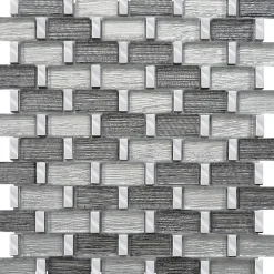 Casa Linéa MOSAIQUE TISSU BRIQUETTE MIX CASA LINEA 1 PLAQUE 30 x 30 CM CASA LINEA- Mosaïque