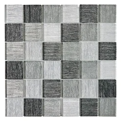 Mat Inter Mosaique verre Lino gris L. 30 x l. 30 cm- Mosaïque Pour Wc|Mosaïque Pour Salle De Bains