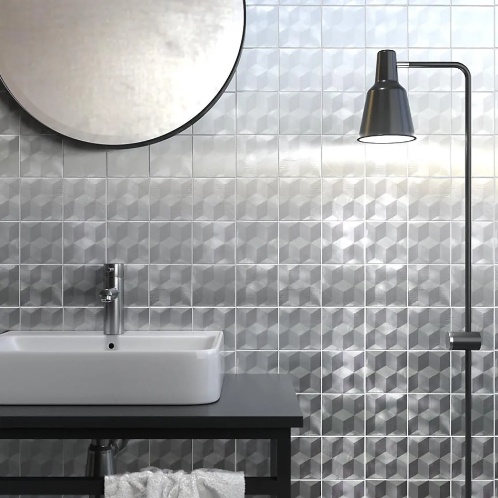 Carrelage Signature Mosaïque Pour Wc|Mosaïque Pour Pièce À Vivre<Mosaique 10X10 Alu Brosse Gris - vendu par plaque de 30 X 30 cm -