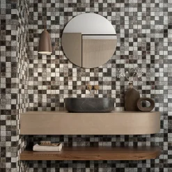 Carrelage Signature Mosaïque Pour Pièce À Vivre|Mosaïque Pour Douche<Mosaqiue de verre Froisse Noir Gris Argent 4.8 X 4.8 Cm - vendu par plaque de 30 X 30 Cm -