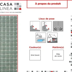 Casa Linéa MOSAÏQUE GRIS FONCÉ 1 PLAQUE 32,7 x 32,7 CM CASA LINEA- Mosaïque|Mosaïque Pour Salle De Bains