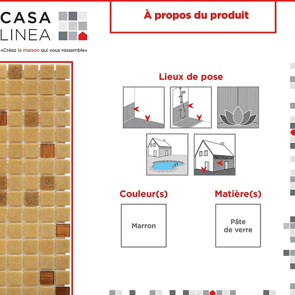 Casa Linéa Mosaïque|Mosaïque Pour Douche<MOSAÏQUE SABBIA 1 PLAQUE 32,7 x 32,7 CM CASA LINEA