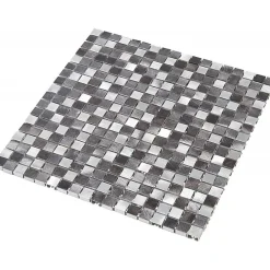 Decoon Mosaïque Alu - Gris - 1.5 x 1.5 cm- Mosaïque Pour Douche|Mosaïque Pour Salle De Bains
