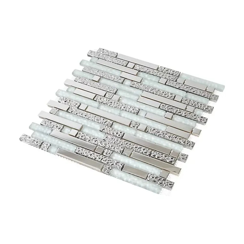 Decoon Mosaïque Alu / Verre - Black / White - Barrettes- Mosaïque Pour Salle De Bains|Mosaïque Pour Douche