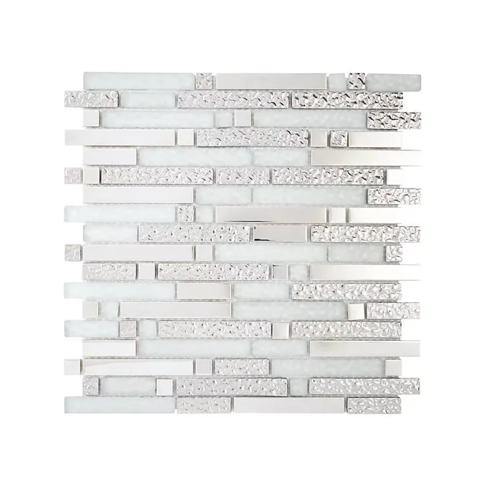 Decoon Mosaïque Alu / Verre - Black / White - Barrettes- Mosaïque Pour Salle De Bains|Mosaïque Pour Douche