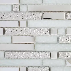 Decoon Mosaïque Alu / Verre - Black / White - Barrettes- Mosaïque Pour Salle De Bains|Mosaïque Pour Douche
