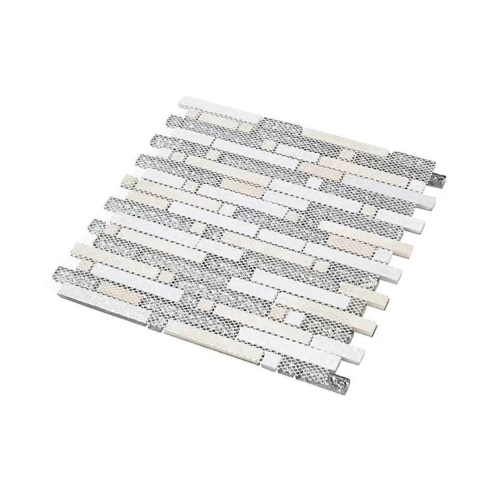Decoon Mosaïque Alu / Verre - Black / White - Barrettes- Mosaïque Pour Salle De Bains|Mosaïque Pour Douche