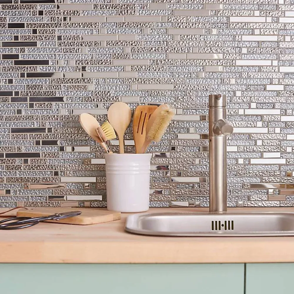 Decoon Mosaïque Pour Salle De Bains|Mosaïque<Mosaïque Alu / Verre - Gris / Frozen
