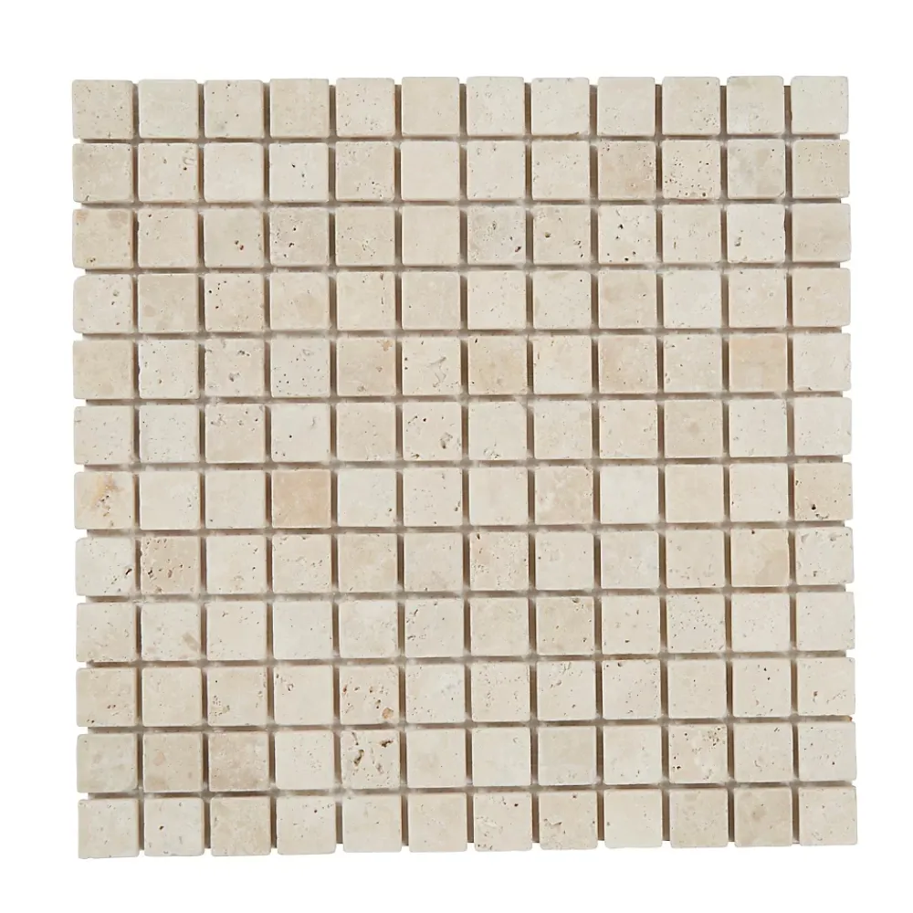GoodHome Mosaïque beige 30,5x30,5cm Travertino pierre naturelle mat- Mosaïque Pour Pièce À Vivre|Travertin