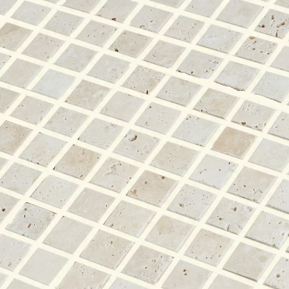 GoodHome Mosaïque beige 30,5x30,5cm Travertino pierre naturelle mat- Mosaïque Pour Pièce À Vivre|Travertin