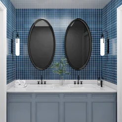 GoodHome Mosaïque céramique Elko bleu L. 30,3 x l. 30,3 cm- Mosaïque Pour Douche|Mosaïque Pour Wc