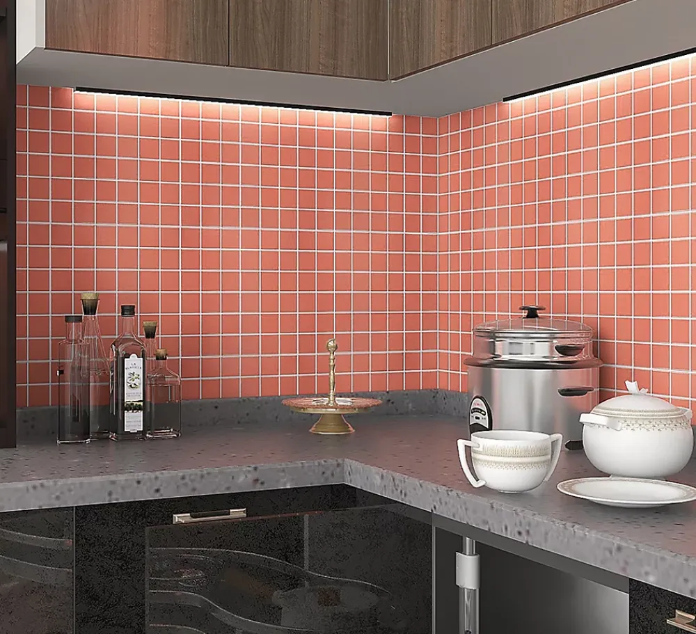 GoodHome Mosaïque Pour Salle De Bains|Mosaïque Pour Pièce À Vivre<Mosaïque céramique Elko rouge L. 30,3 x l. 30,3 cm