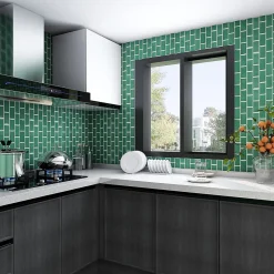 GoodHome Mosaïque céramique Trentiemax vert L. 29,3 x l. 28,8 cm- Mosaïque Pour Wc|Mosaïque Pour Pièce À Vivre