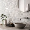 Carrelage Signature Mosaïque Pour Pièce À Vivre|Mosaïque Pour Salle De Bains<Mosaïque d'aluminium brosse et verre Mix beige Barrettes 2X7.3 cm - vendu par plaque de 30.3X29.7 cm -