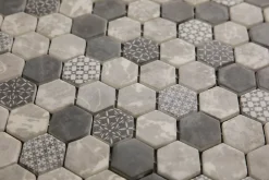 Ilcom Mosaïque|Mosaïque Pour Douche<Mosaïque de verre pressé antidérapant R11 sur maille pour salle de bain ou cuisine 52 cm x 34 cm - Hexa olden mat (0,166m²)