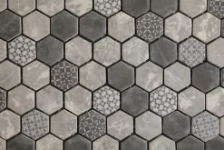 Ilcom Mosaïque|Mosaïque Pour Douche<Mosaïque de verre pressé antidérapant R11 sur maille pour salle de bain ou cuisine 52 cm x 34 cm - Hexa olden mat (0,166m²)