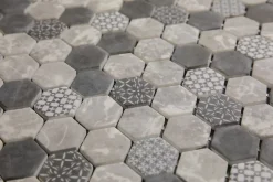 Ilcom Mosaïque|Mosaïque Pour Douche<Mosaïque de verre pressé antidérapant R11 sur maille pour salle de bain ou cuisine 52 cm x 34 cm - Hexa olden mat (0,166m²)