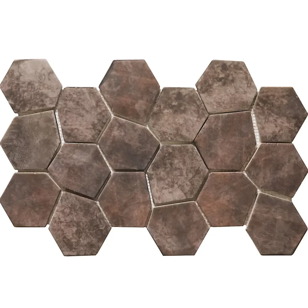 Ilcom Mosaïque Pour Douche<Mosaïque de verre pressé antidérapant R11 sur maille pour salle de bain ou cuisine 41 cm x 26 cm - Hexa air slate (0,09m²)