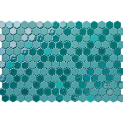 Ilcom Mosaïque<Mosaïque de verre pressé antidérapant sur maille pour salle de bain ou cuisine 52 cm x 34 cm - Hexa artistic (0,166m²)