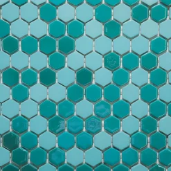Ilcom Mosaïque<Mosaïque de verre pressé antidérapant sur maille pour salle de bain ou cuisine 52 cm x 34 cm - Hexa artistic (0,166m²)