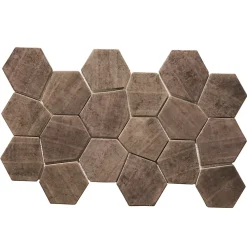 Ilcom Mosaïque de verre pressé antidérapant R11 sur maille pour salle de bain ou cuisine 41 cm x 26 cm - Hexa dark mat (0,09m²)- Mosaïque|Mosaïque Pour Wc