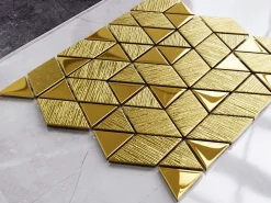 Ilcom Mosaïque de verre pour salle de bain ou cuisine Scratched Gold Mirror - 26,3 x 30,3 cm- Mosaïque
