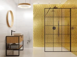 Ilcom Mosaïque de verre pour salle de bain ou cuisine Scratched Gold Mirror - 26,3 x 30,3 cm- Mosaïque