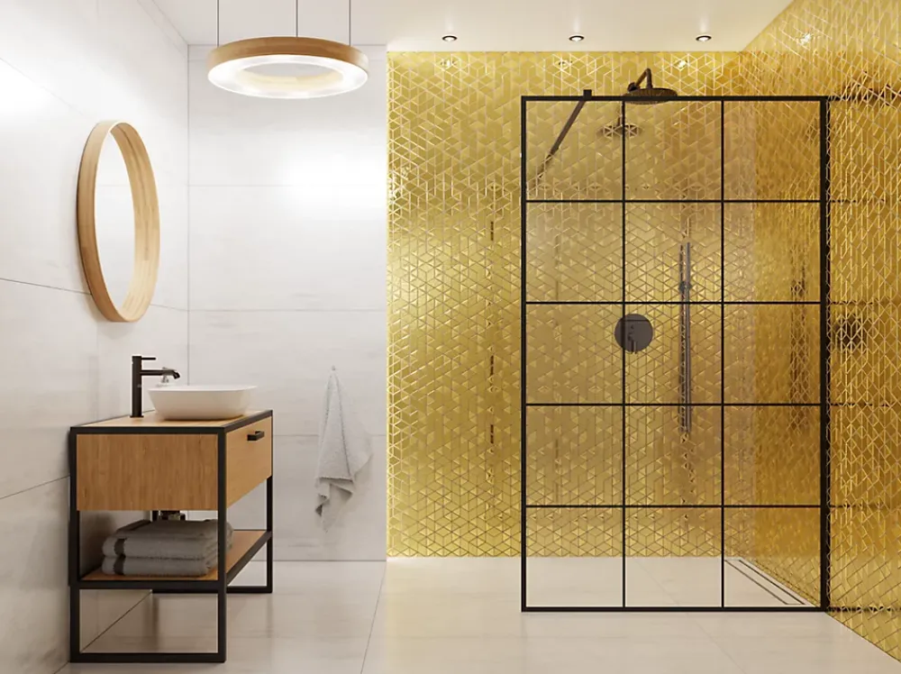 Ilcom Mosaïque de verre pour salle de bain ou cuisine Scratched Gold Mirror - 26,3 x 30,3 cm- Mosaïque