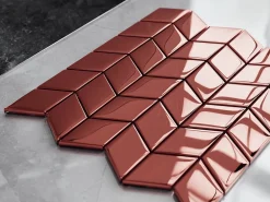 Ilcom Mosaïque de verre sur maille pour salle de bain ou cuisine Magic Copper Chevron - 26.5cm x 30.5cm- Mosaïque Pour Pièce À Vivre|Mosaïque Pour Wc