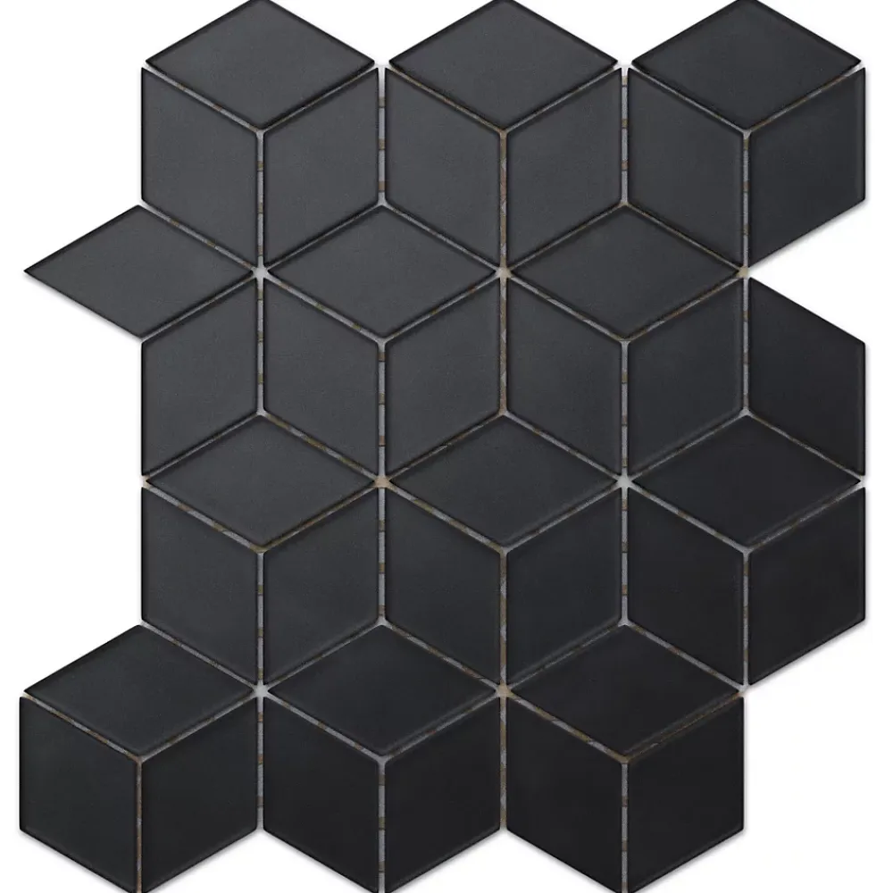 Ilcom Mosaïque de verre sur maille pour salle de bain ou cuisine Soft black - 26.5cm x 30.5cm- Mosaïque Pour Wc
