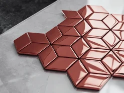 Ilcom Mosaïque<Mosaïque de verre sur maille pour salle de bain ou cuisine Copper Geometric Cubes - 26.5cm x 30.5cm