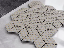 Ilcom Mosaïque<Mosaïque de verre sur maille pour salle de bain ou cuisine Copper Geometric Cubes - 26.5cm x 30.5cm