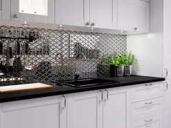 Ilcom Mosaïque Pour Salle De Bains|Mosaïque Pour Pièce À Vivre<Mosaïque de verre sur maille pour salle de bain ou cuisine 26,3 x 30,3 cm - Mirror Reflection