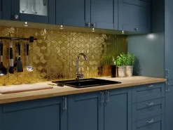 Ilcom Mosaïque de verre sur maille pour salle de bain ou cuisine Gold eagle - 26.5cm x 30.5cm- Mosaïque Pour Salle De Bains|Mosaïque