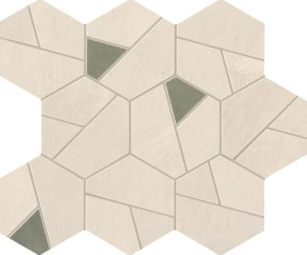 Ro'Ma Carrelage Mosaïque effet Béton Beige Ivoire Hexa Verde 28,5x25x0,9 cm Mat Vetrano - Mur intérieur (vendu par carton de 0,428 m²) - RO'MA CAR- Mosaïque Pour Pièce À Vivre