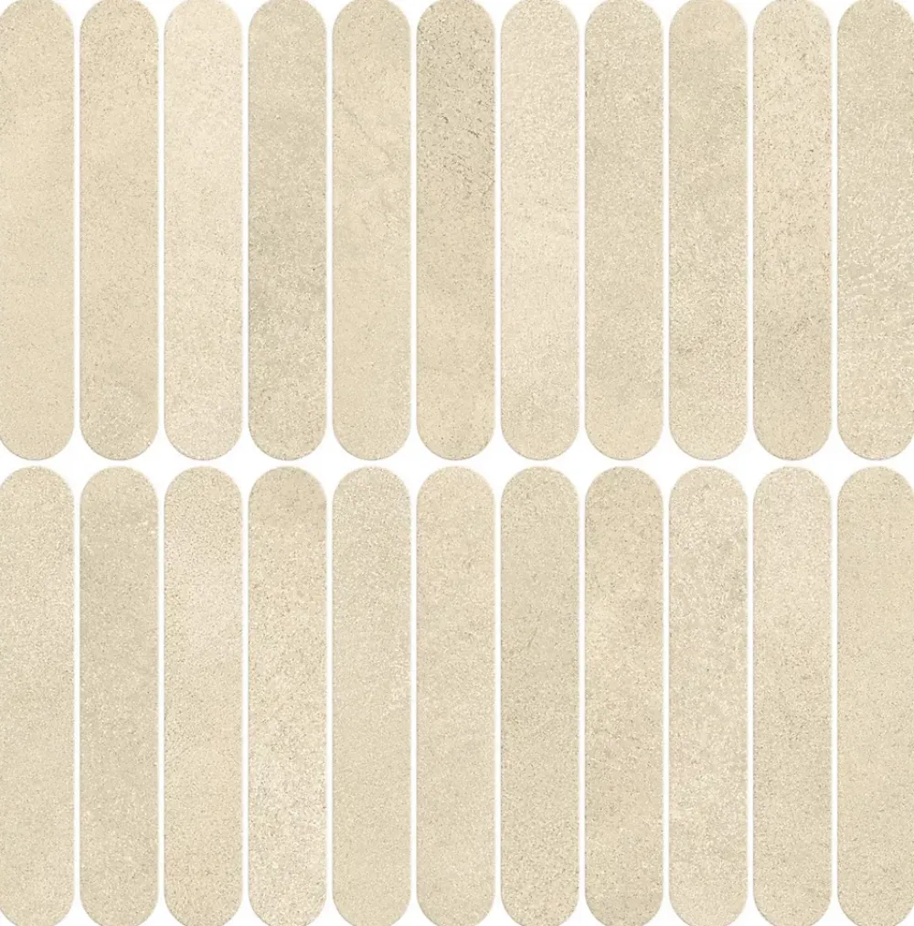 Ro'Ma Carrelage Mosaïque effet Béton Beige Amande 18,8x3,2 cm Lungo 37,8x37x0,9 cm Mat Stavira - Mur intérieur (vendu par carton de 0,83916 m²) -- Mosaïque Pour Pièce À Vivre|Mosaïque Pour Wc