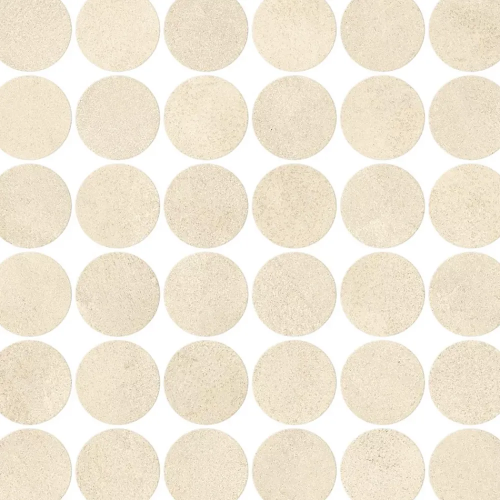 Ro'Ma Carrelage Mosaïque Pour Pièce À Vivre|Mosaïque Pour Wc<Mosaïque effet Béton Beige Coquille 5,2 cm Rond 32x32x0,9 cm Mat Stavira - Sol et mur intérieur (vendu par carton de 0,6144 m²) -