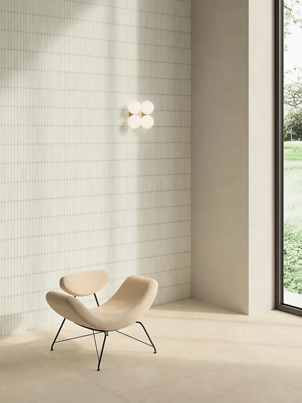 Ro'Ma Carrelage Mosaïque Pour Pièce À Vivre|Mosaïque Pour Wc<Mosaïque effet Béton Blanc Sable 18,8x3,2 cm Lungo 37,8x37x0,9 cm Mat Stavira - Mur intérieur (vendu par carton de 0,83916 m²) - R