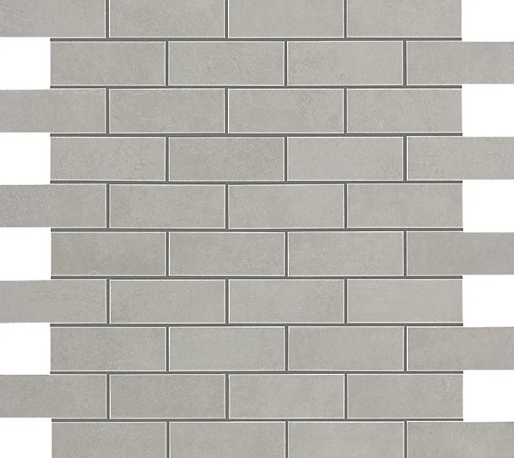 Ro'Ma Carrelage Mosaïque effet Béton Gris Brume 7,5x2,9 cm Brick 30,5x30,5x0,85 cm Mat Gravino - Mur intérieur (vendu par carton de 0,558 m²) - RO- Mosaïque Pour Pièce À Vivre|Mosaïque Pour Wc