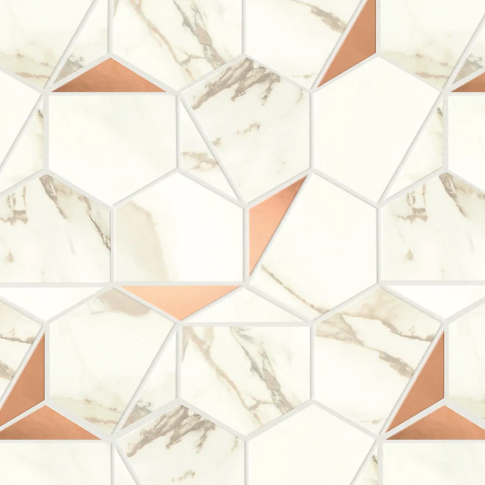 Ro'Ma Carrelage Mosaïque Pour Pièce À Vivre|Mosaïque Pour Wc<Mosaïque effet Marbre Blanc Calacatta Supreme Hexa 29x25,1x0,85 cm Brillant Faventa - Mur intérieur (vendu par carton de 0,4367 m²