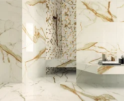 Ro'Ma Carrelage Mosaïque Pour Pièce À Vivre|Mosaïque Pour Wc<Mosaïque effet Marbre Blanc Calacatta Supreme Hexa 29x25,1x0,85 cm Brillant Faventa - Mur intérieur (vendu par carton de 0,4367 m²