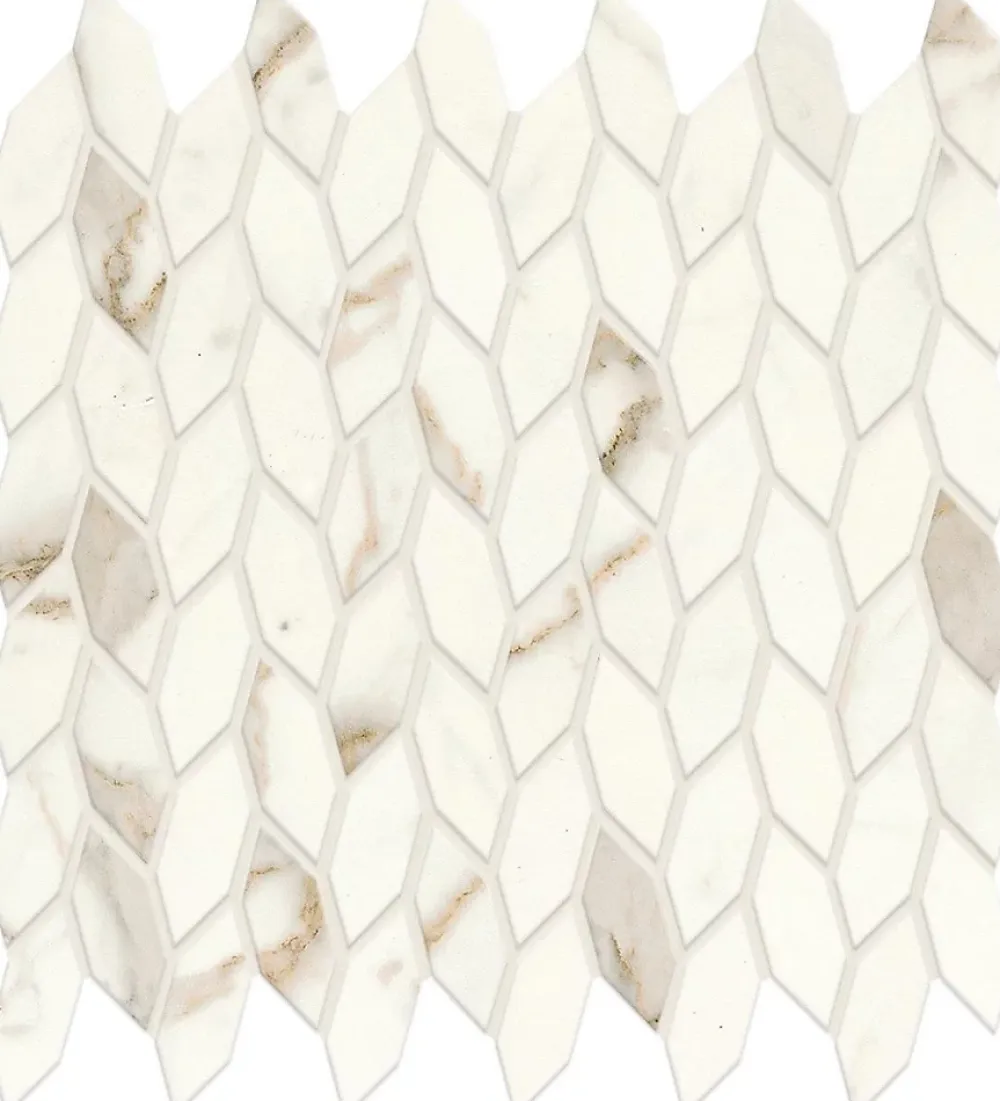 Ro'Ma Carrelage Mosaïque effet Marbre Blanc Calacatta Prima Nav 30,5x30,5x0,85 cm Silk Faventa - Mur intérieur (vendu par carton de 0,558 m²) - RO- Mosaïque Pour Pièce À Vivre|Mosaïque Pour Wc