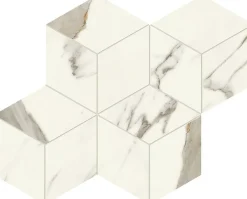 Ro'Ma Carrelage Mosaïque Pour Pièce À Vivre<Mosaïque effet Marbre Blanc Calacatta Alba Hexa Cube 35x30x0,9 cm Silk Montira - Mur intérieur (vendu par carton de 0,42 m²) - RO'
